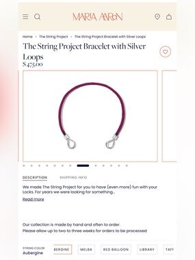 Marla Aaron Aubergine String Bracelet with Silver Loops